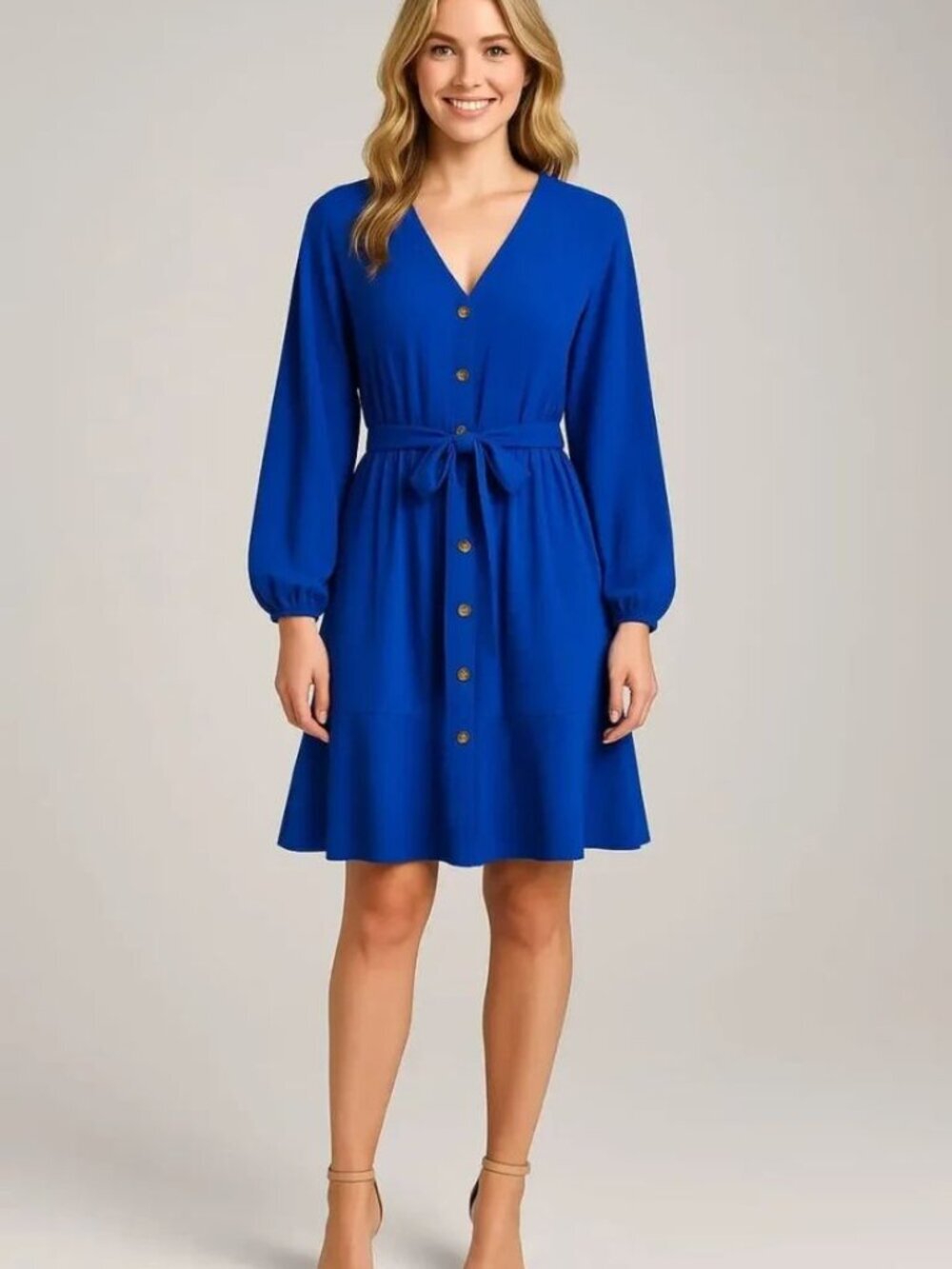 NEW Calvin Klein Women's 4 Long-Sleeve Front Button Dress • Reg Price $134